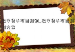 数字货币项目规划_数字货币项目规划方案